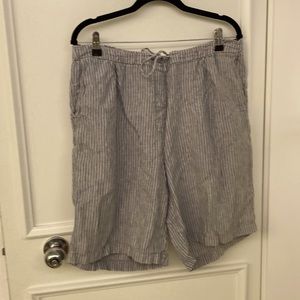 Gray striped linen shorts
